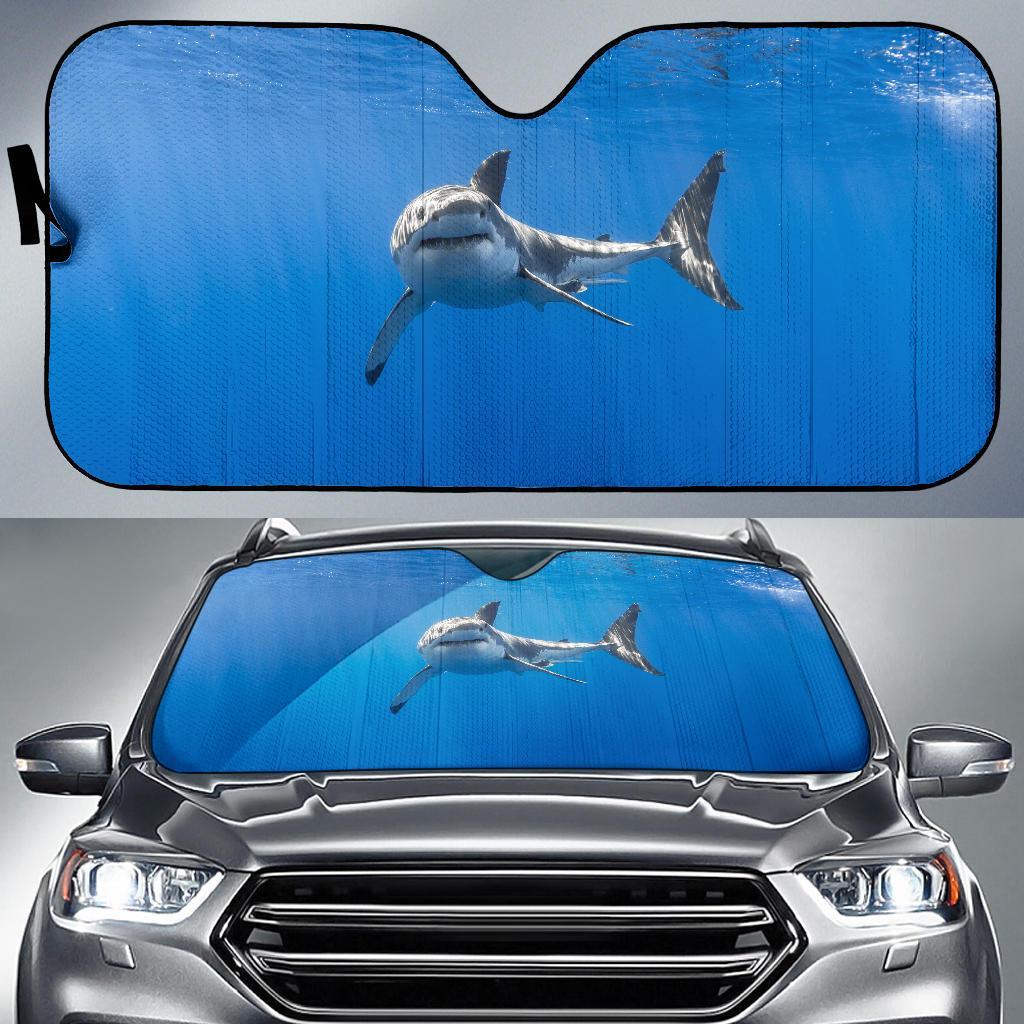 Great White Shark Underwater Hd 5K Car Sun Shade Gift Ideas 2021