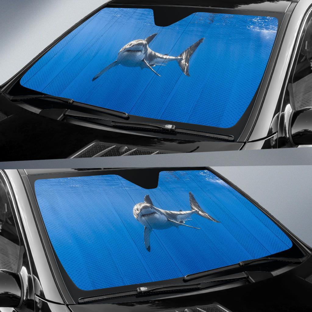 Great White Shark Underwater Hd 5K Car Sun Shade Gift Ideas 2021