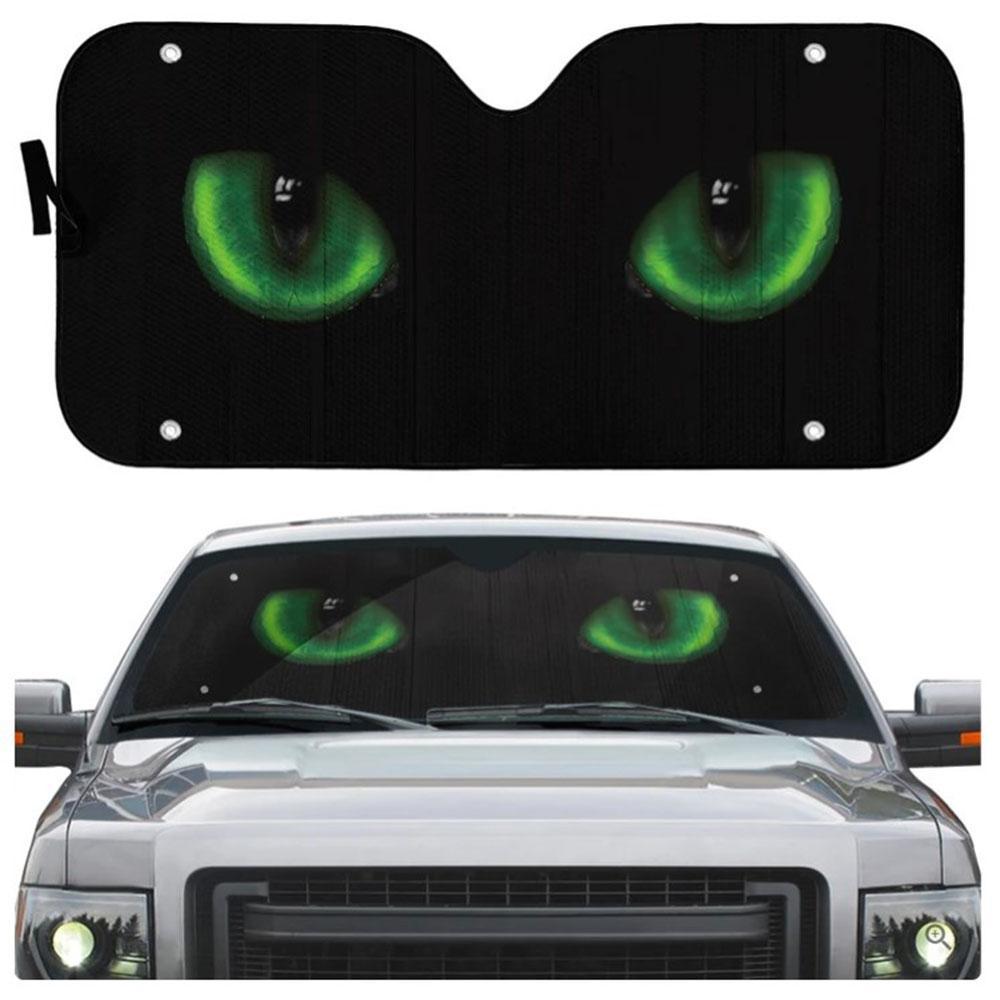 Green Dangerous Wild Black Cat Eyes In The Dark Custom Car Auto Sun Shades Windshield Accessories Decor Gift