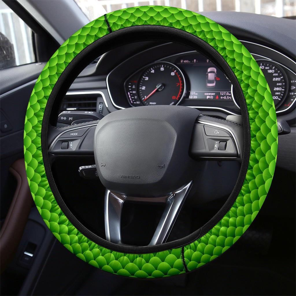 Green Fish Skin Premium Car Steering Wheel Cover