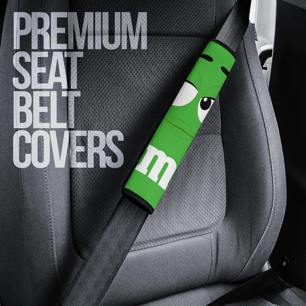 Green M M Chocolate Car Seat Belt Covers Custom Animal Skin Printed Car Interior Accessories Perfect Gift