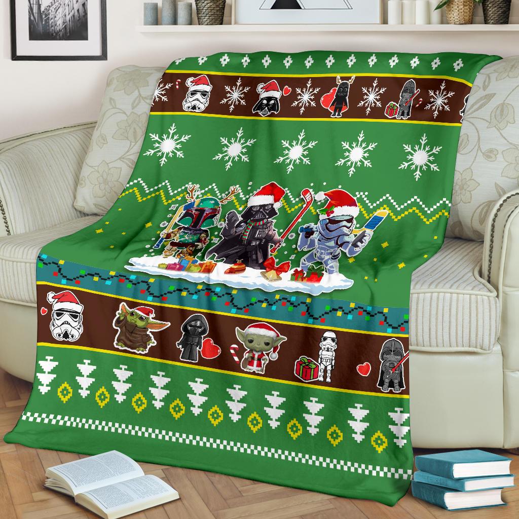 Green Star Wars Chibi Christmas Blanket Amazing Gift Idea