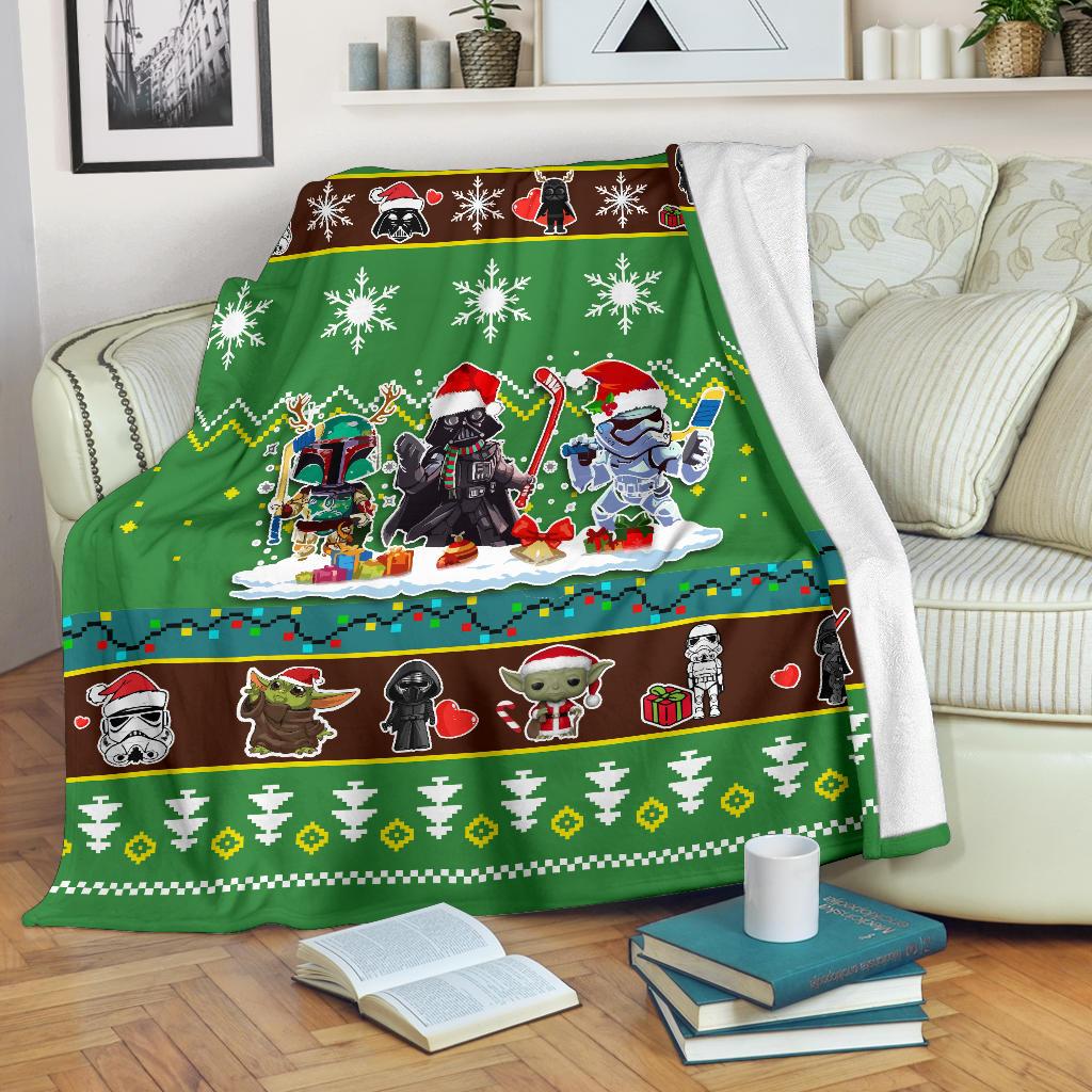 Green Star Wars Chibi Christmas Blanket Amazing Gift Idea