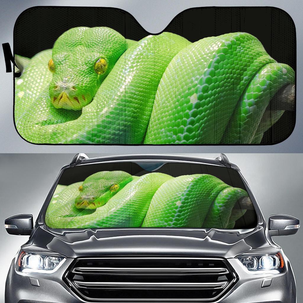 Green Tree Python Snake Dark Background Hd Car Sun Shade Gift Ideas 2021