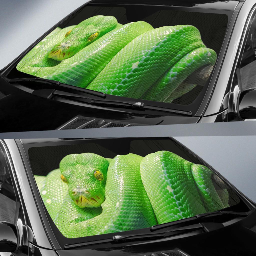 Green Tree Python Snake Dark Background Hd Car Sun Shade Gift Ideas 2021