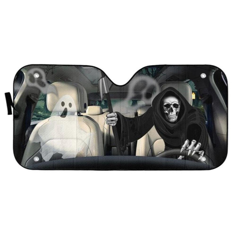 Grim Reaper Skeleton Custom Car Auto Sun Shades Windshield Accessories Decor Gift