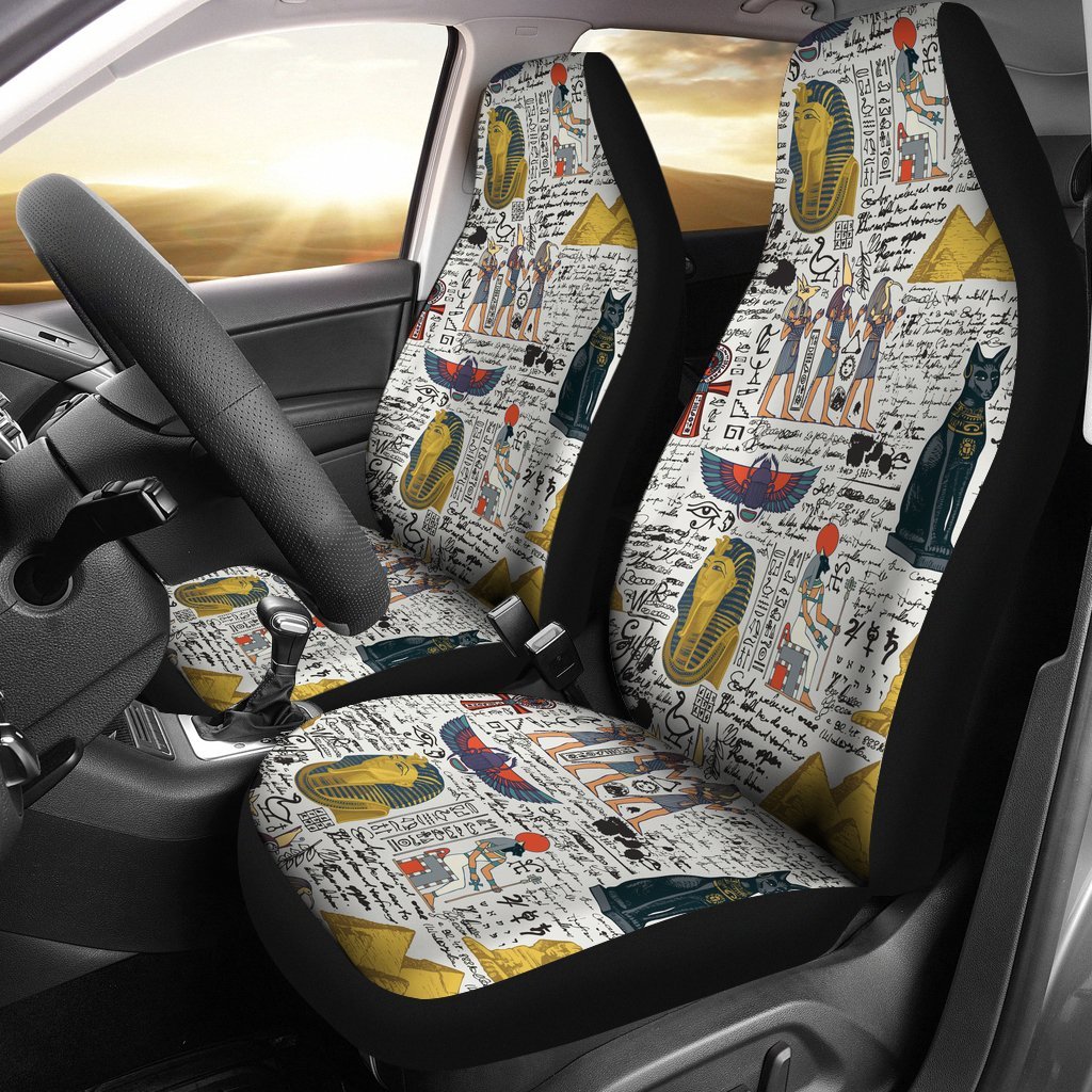 Gyptian Gods And Illegible Characters In Retro Car Seat Covers