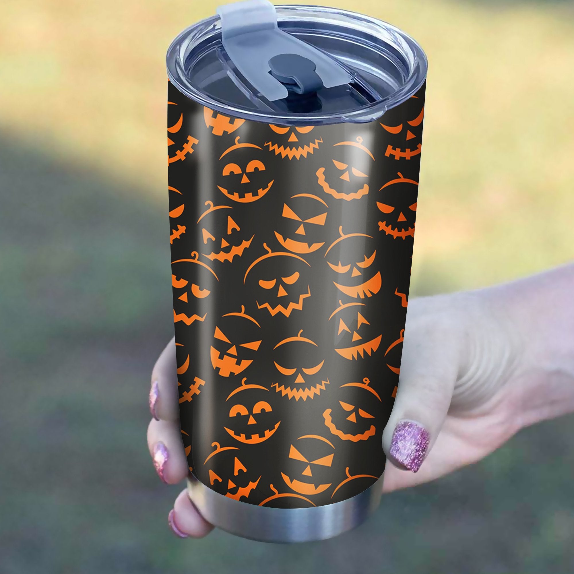 Halloween Face Pattern Tumbler Best Perfect Gift Idea Stainless Traveling Mugs 2021