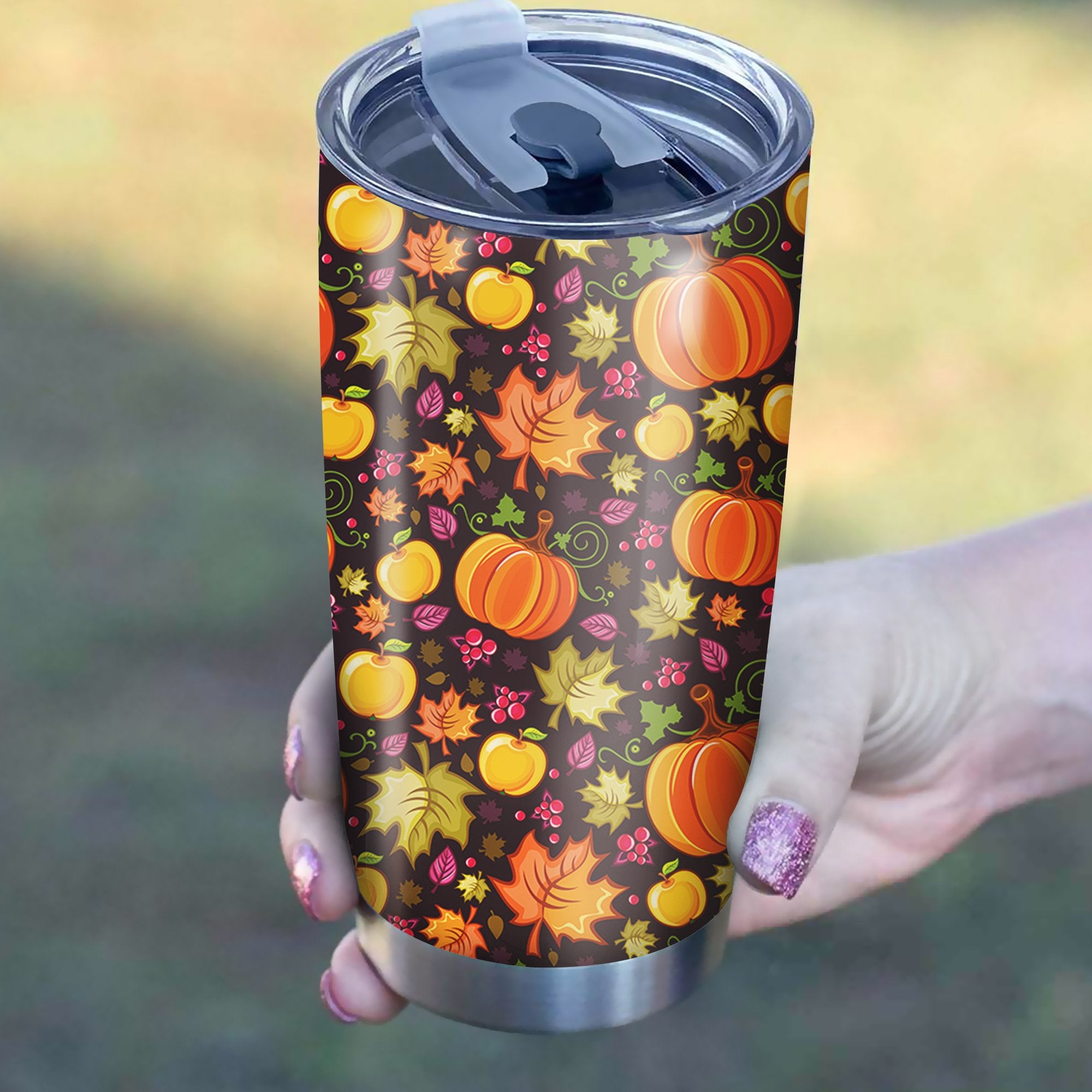 Halloween Pumpkin Pattern Tumbler Best Perfect Gift Idea Stainless Traveling Mugs 2021