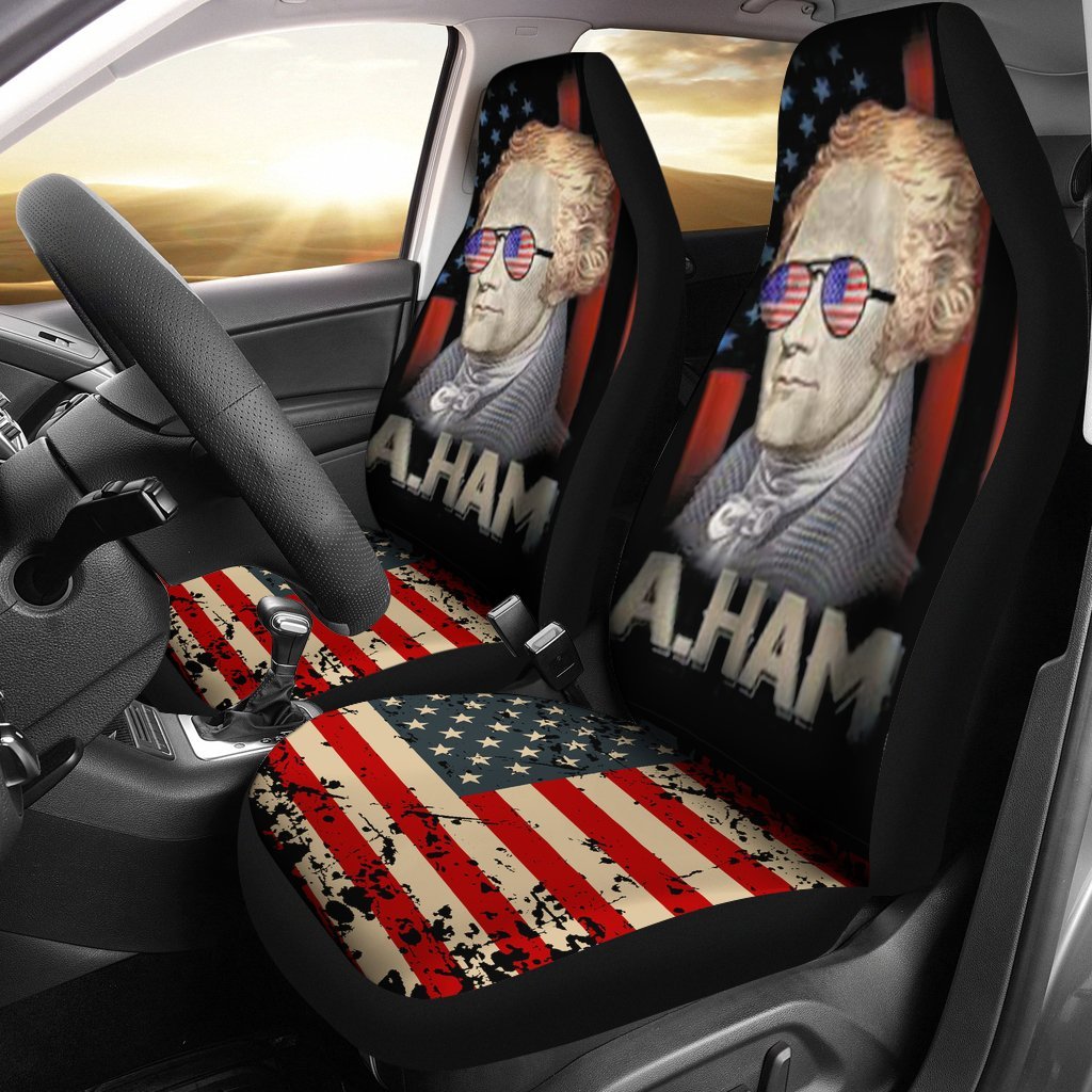 Hamilton Wearing Us Flagcar Seat Covers