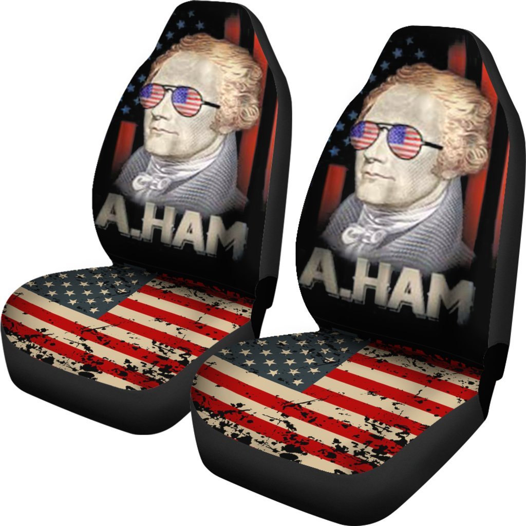 Hamilton Wearing Us Flagcar Seat Covers