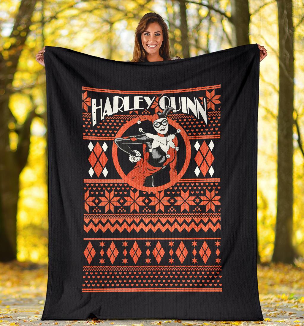 Harley Quinn Art Ugly Christmas Custom Blanket Home Decor