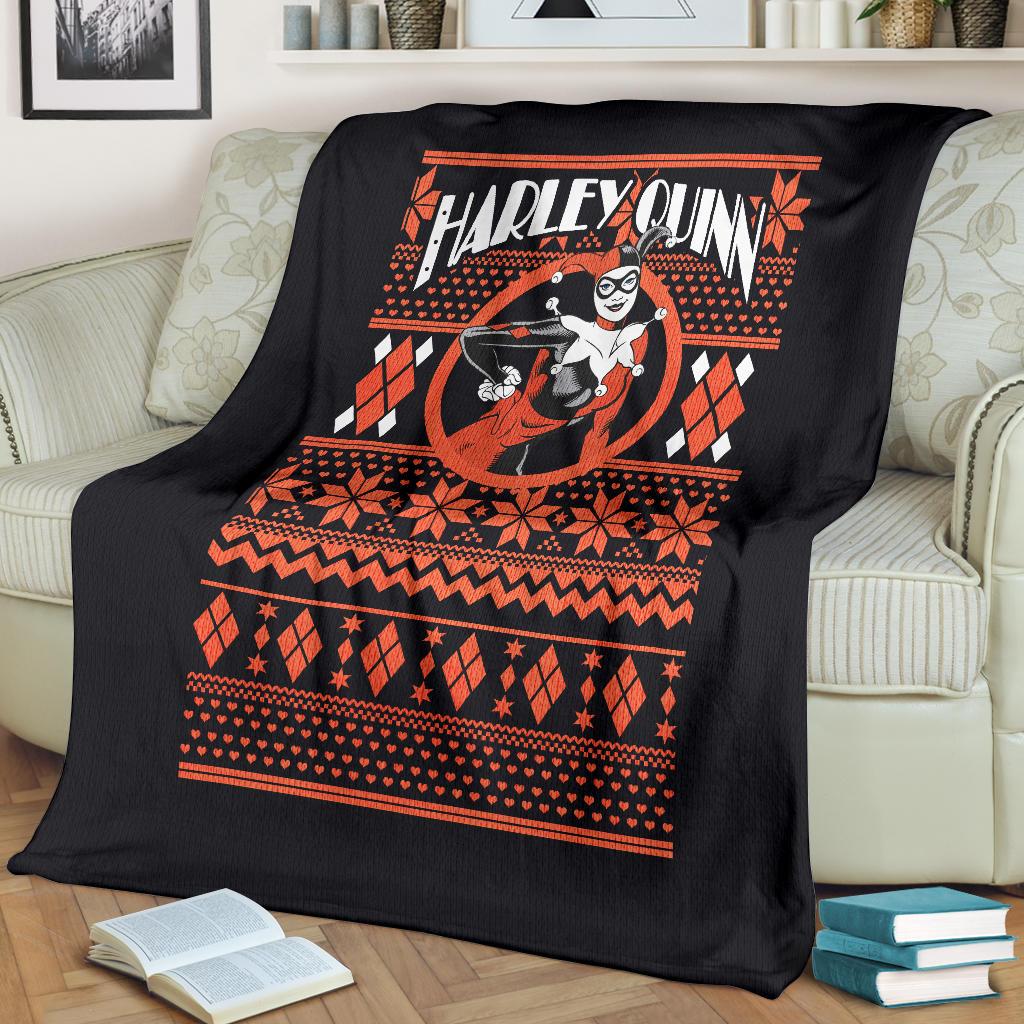 Harley Quinn Art Ugly Christmas Custom Blanket Home Decor
