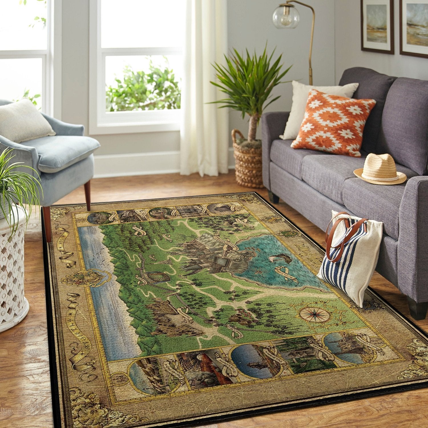 Harry Potter Hogwart Map Rug All Over Print Area Rug Home Decor Bedroom Living Room Decor