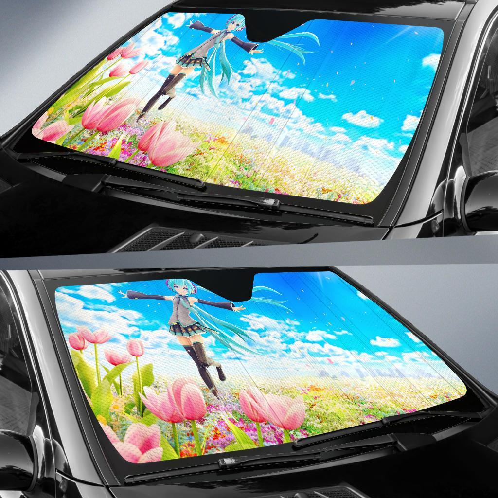 Hatsune Miku Flowers Tulips 5K Car Sun Shade Gift Ideas 2022