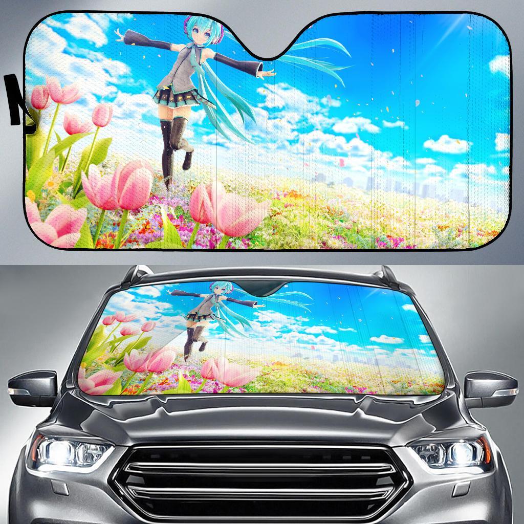 Hatsune Miku Flowers Tulips 5K Car Sun Shade Gift Ideas 2022