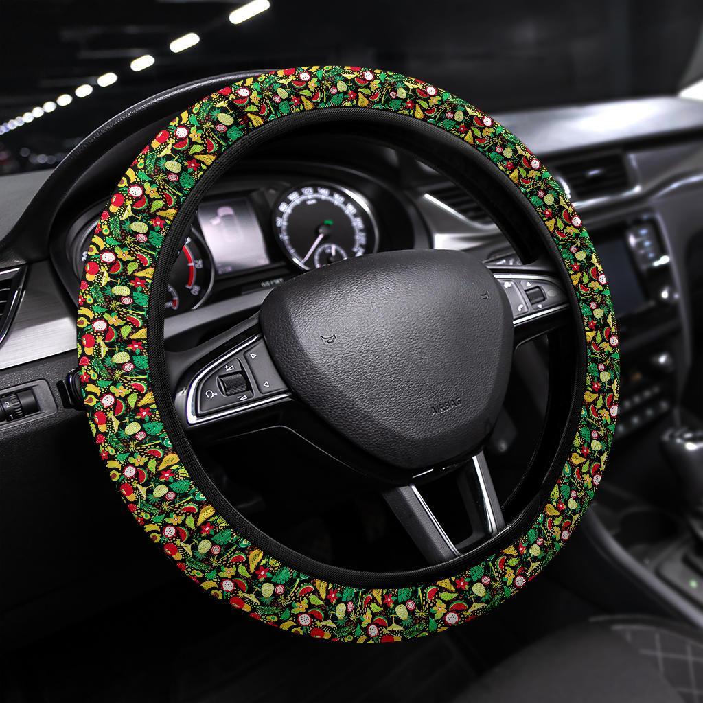 Hawaii Muster Mit Tropischen Fruchten Premium Car Steering Wheel Cover