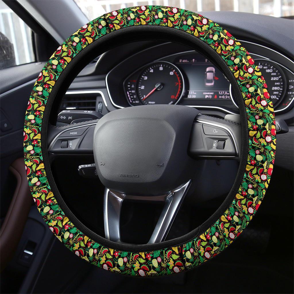 Hawaii Muster Mit Tropischen Fruchten Premium Car Steering Wheel Cover