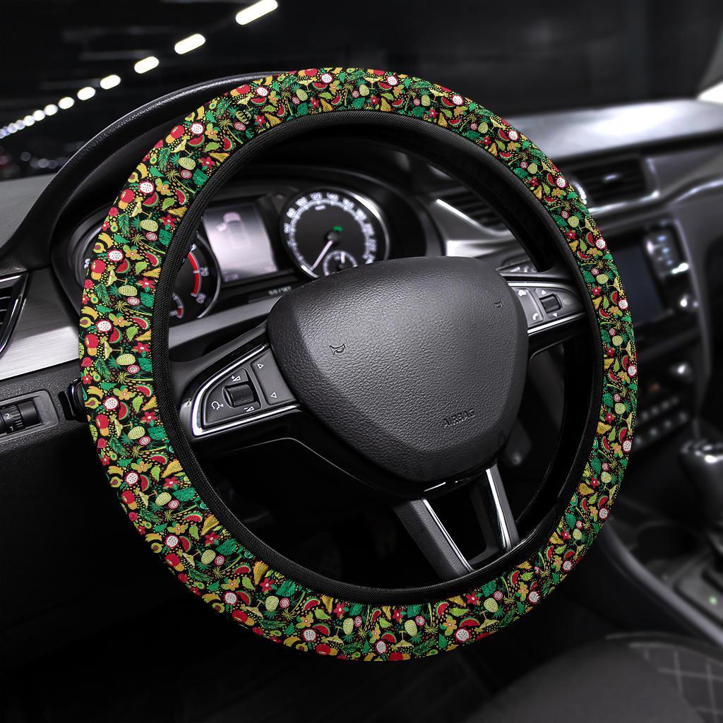 Hawaii Muster Mit Tropischen Fruchten Premium Car Steering Wheel Cover