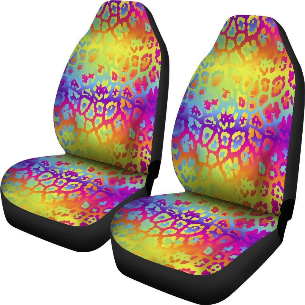 Hd Rainbow Cheetah Print Car Seat Covers