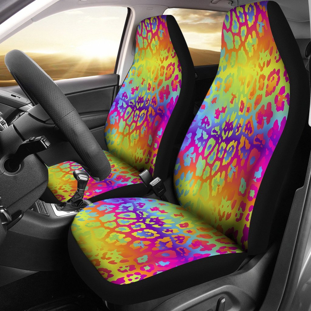 Hd Rainbow Cheetah Print Car Seat Covers