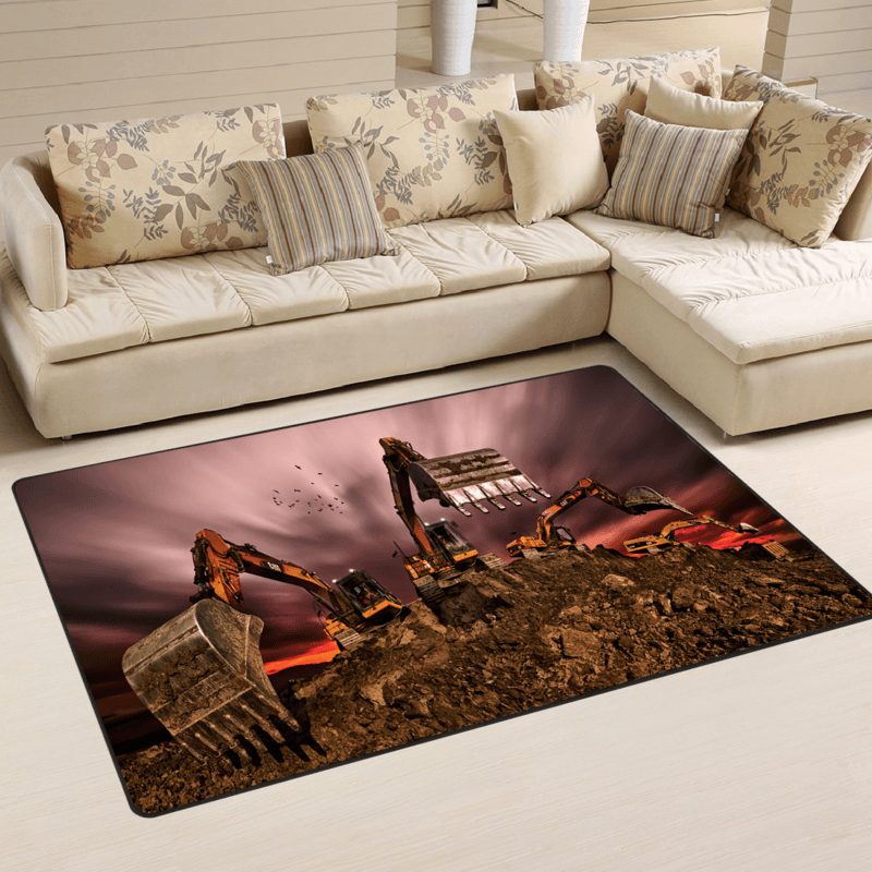 Heavy Equipment Area Rug 02344 Home Decor Bedroom Living Room Decor