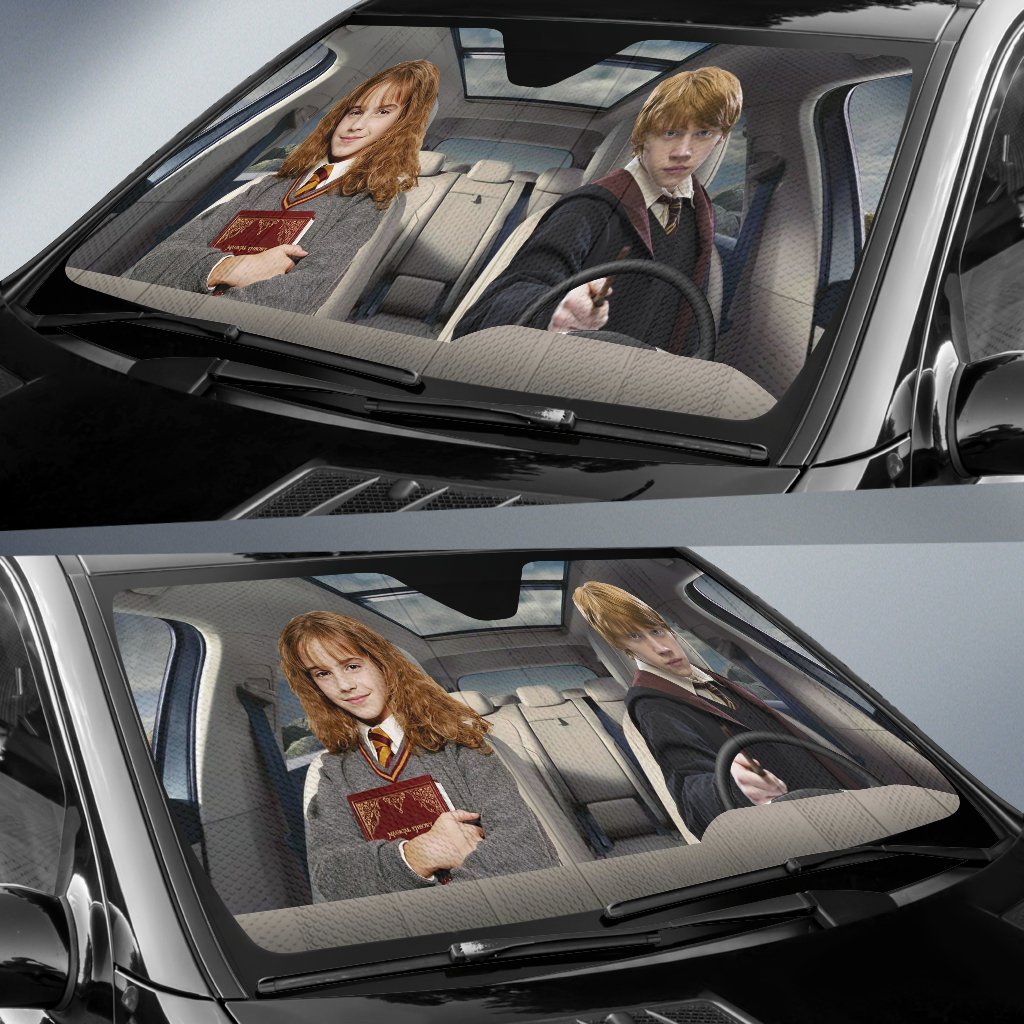 Hermione Granger And Ron Weasley Driving Auto Sun Shade