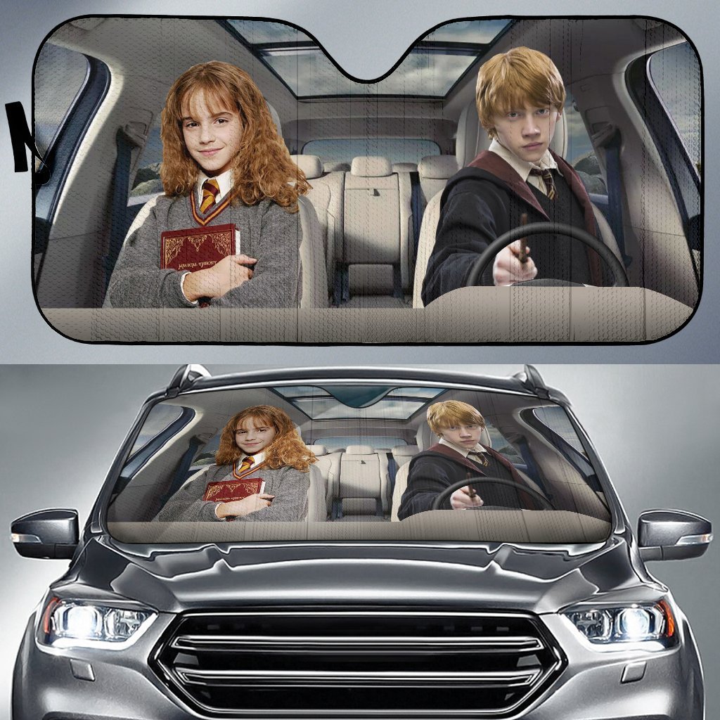 Hermione Granger And Ron Weasley Driving Auto Sun Shade