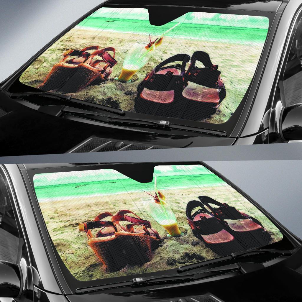 Him & Her On The Beach Car Auto Sunshades Amazing Best Gift Ideas 2022