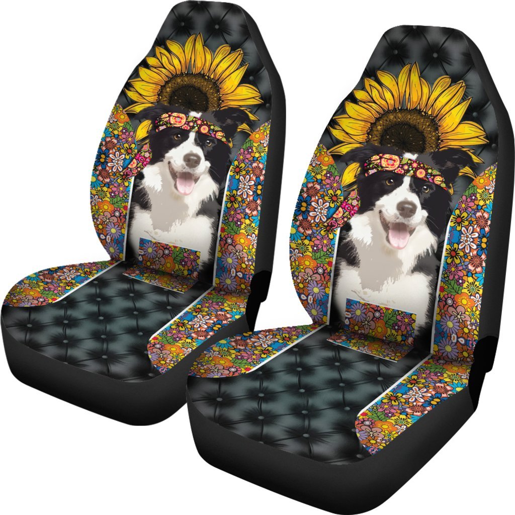 Hippie Border Collie Premium Custom Car Seat Covers Decor Protector