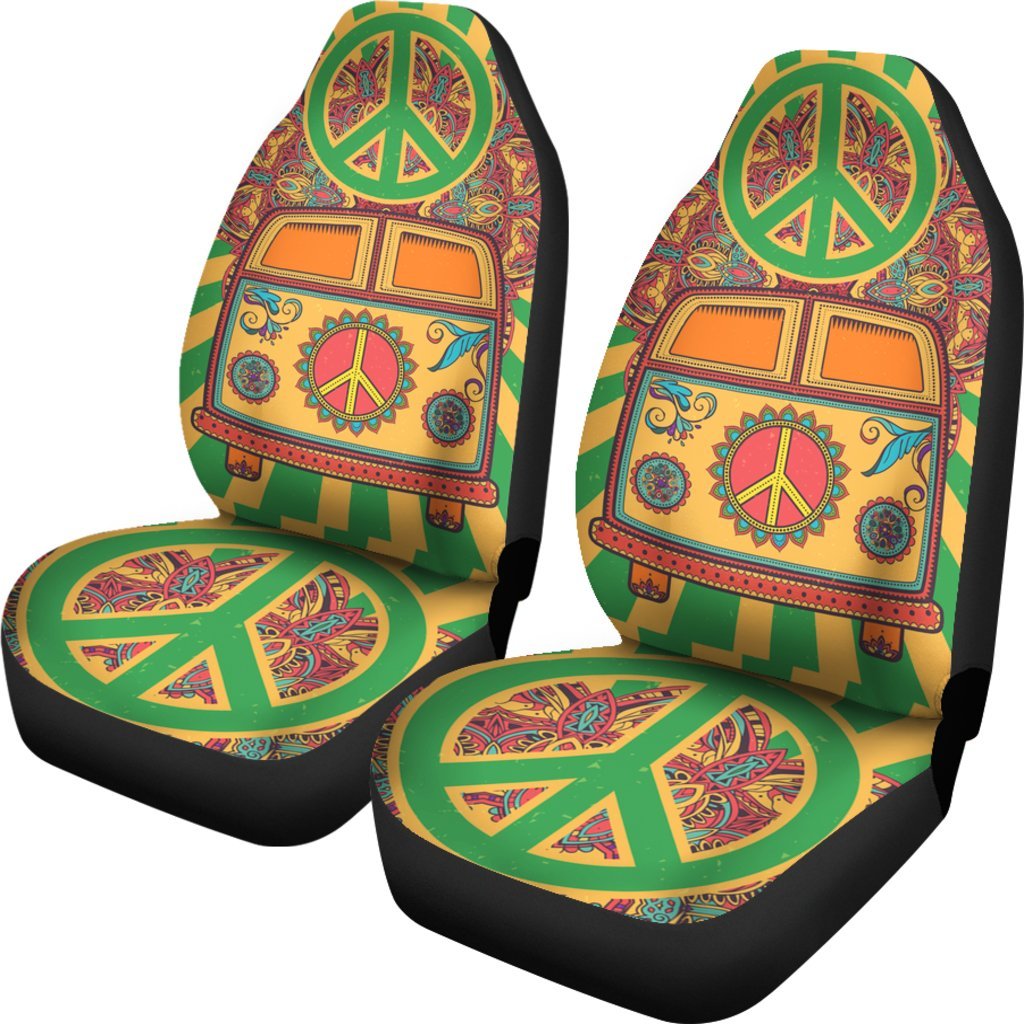 Hippie Vintage Car A Mini Van Car Seat Covers