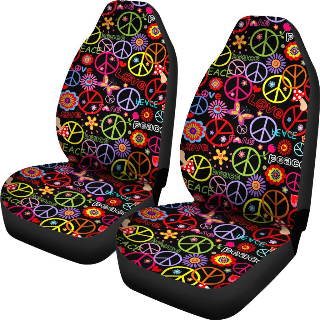 Hippie Wallpaper With Peace Symbol Car Seat Covers