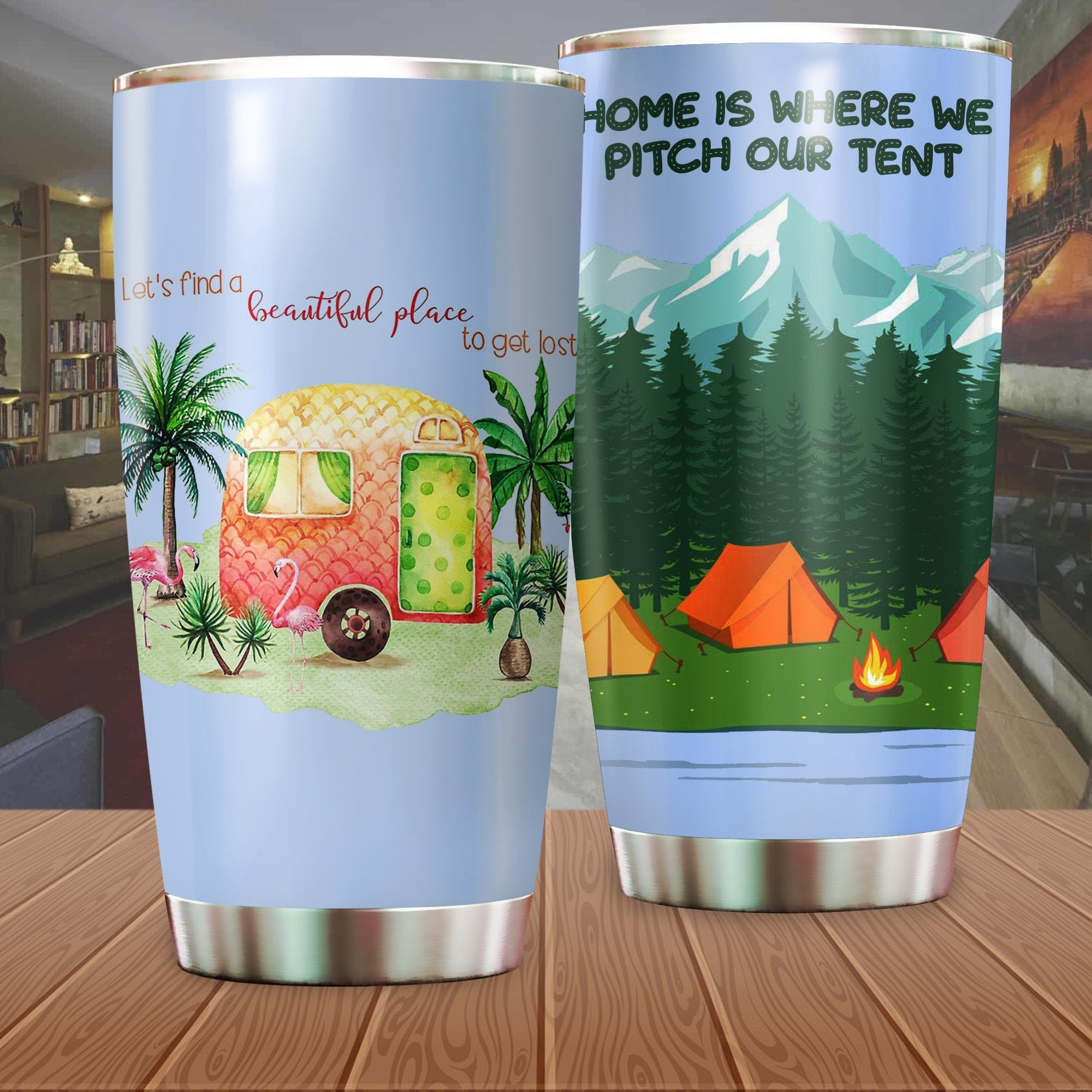 Home Is Where We Pitch Our Tent Camping Camfire Tumbler 2021