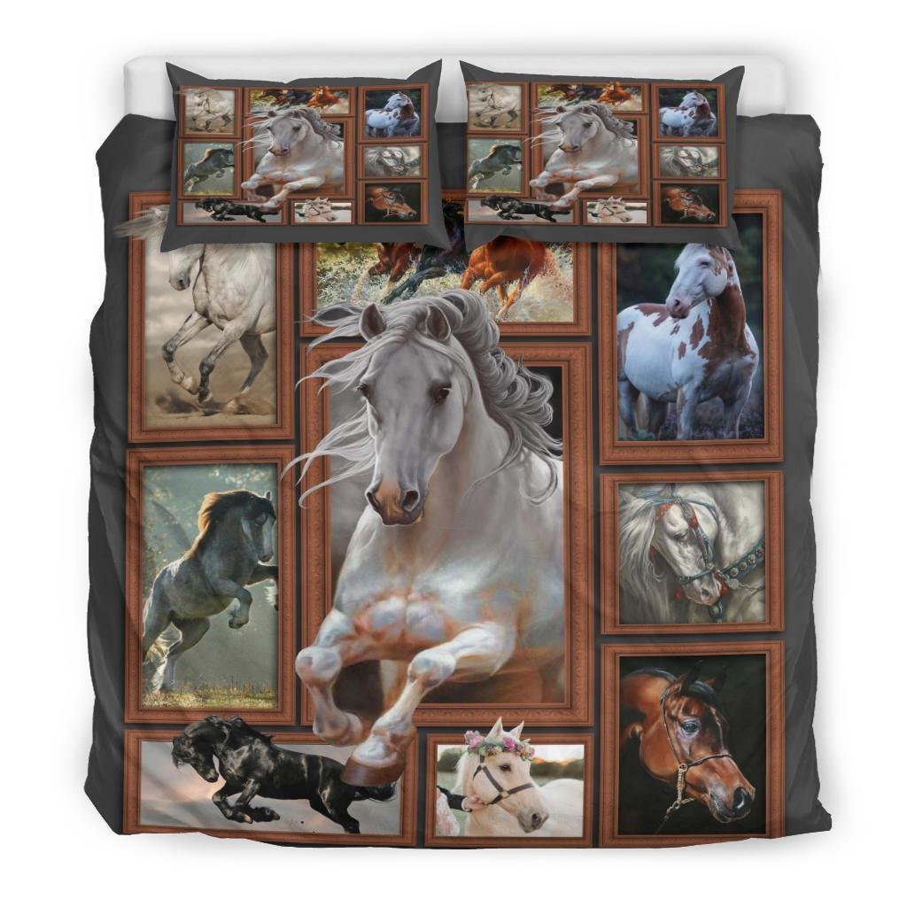 Horse 3D Quilt Bedding Duvet Cover And Pillowcase Set