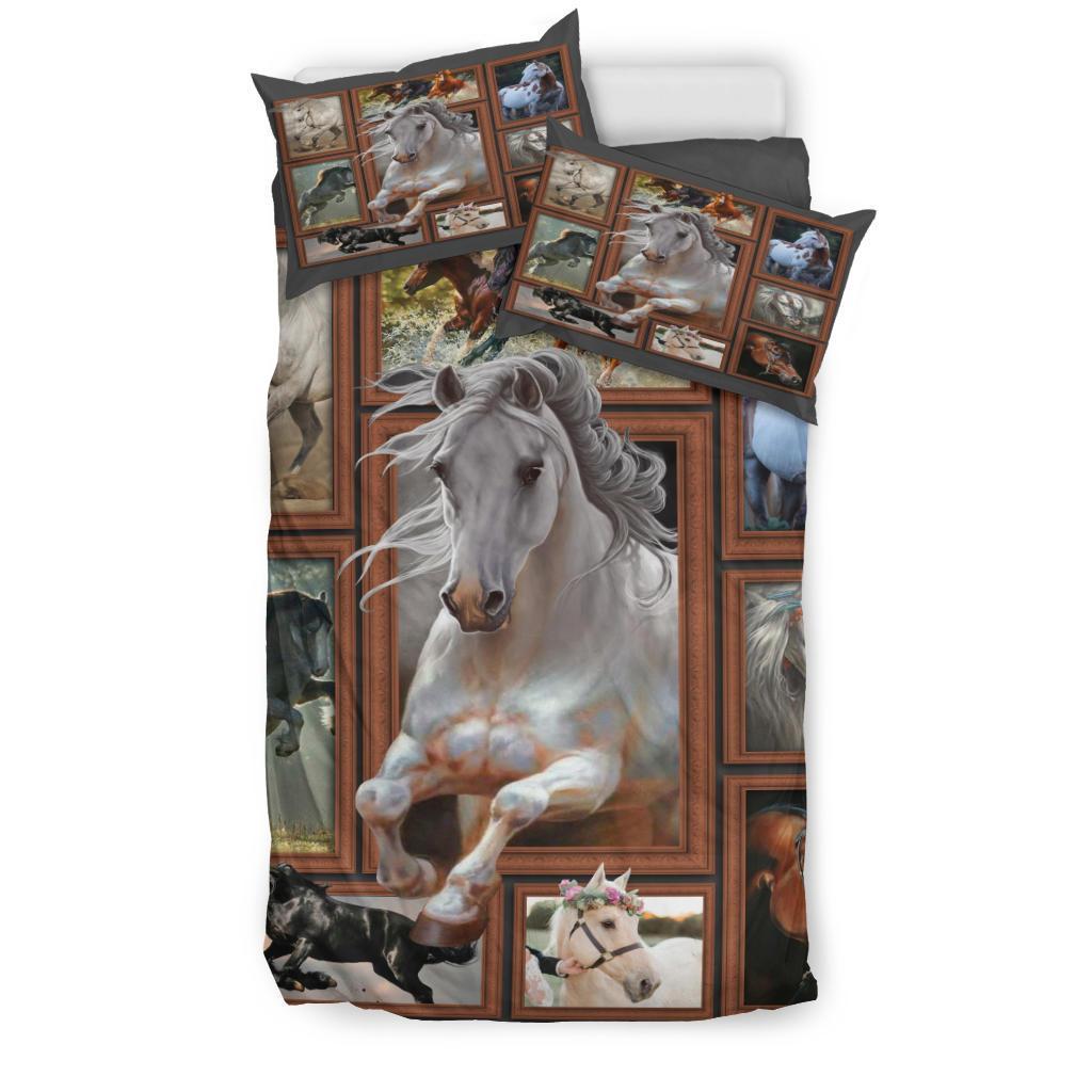 Horse 3D Quilt Bedding Duvet Cover And Pillowcase Set