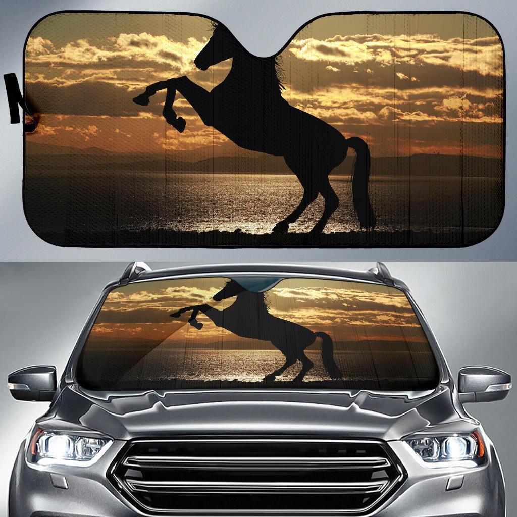 Horse Silhouette Sunset 5K Car Sun Shade Gift Ideas 2021