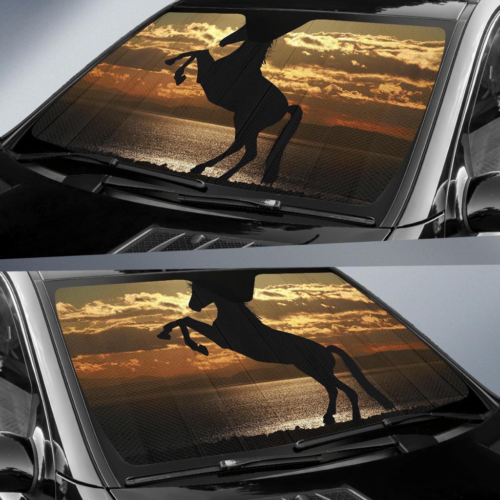 Horse Silhouette Sunset 5K Car Sun Shade Gift Ideas 2021