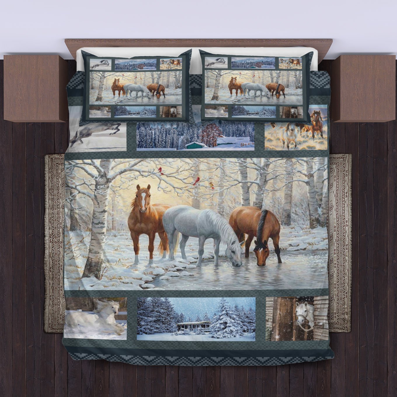 Horse Winter Bedding Set Duvet Cover And Pillowcase Set