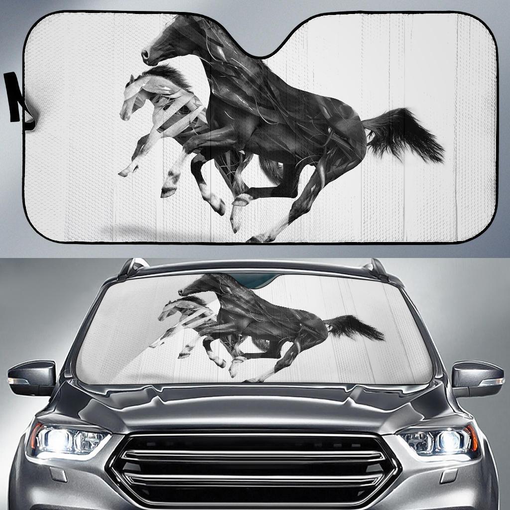 Horses Monochrome Car Sun Shade Gift Ideas 2022