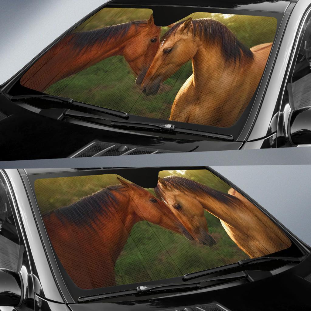 Horses Pair Couple 4K Car Sun Shade Gift Ideas 2022