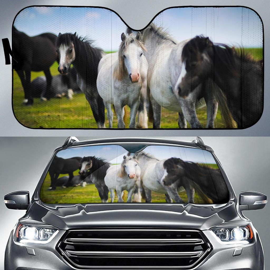 Horses White Horse Welsh Pony Grassland 5K Car Sun Shade Gift Ideas 2022