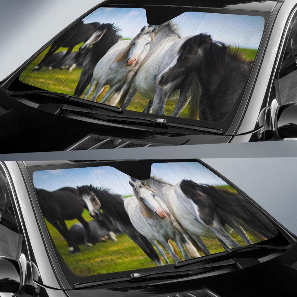 Horses White Horse Welsh Pony Grassland 5K Car Sun Shade Gift Ideas 2022