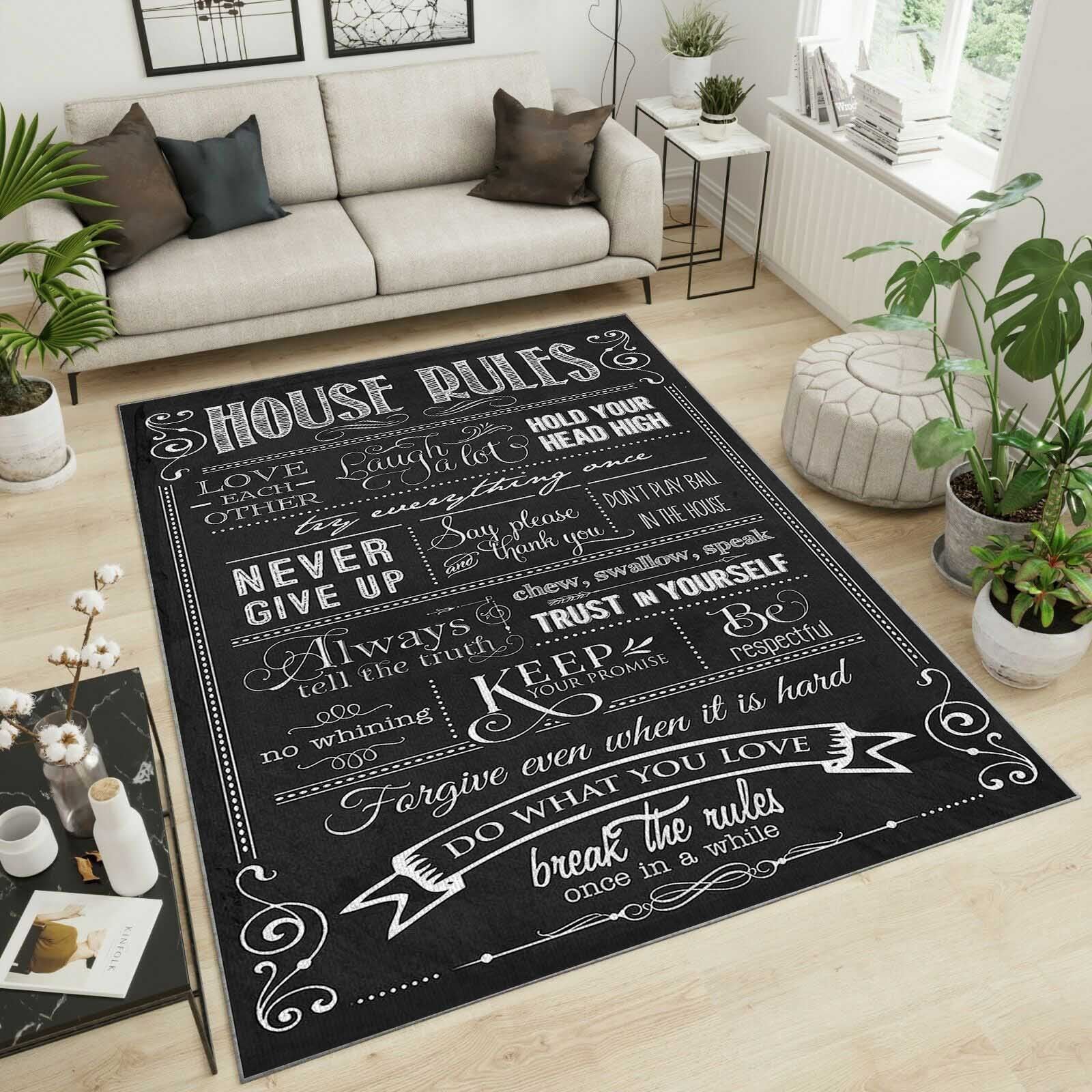 House Rules Area Rug Home Decor Bedroom Living Room Decor