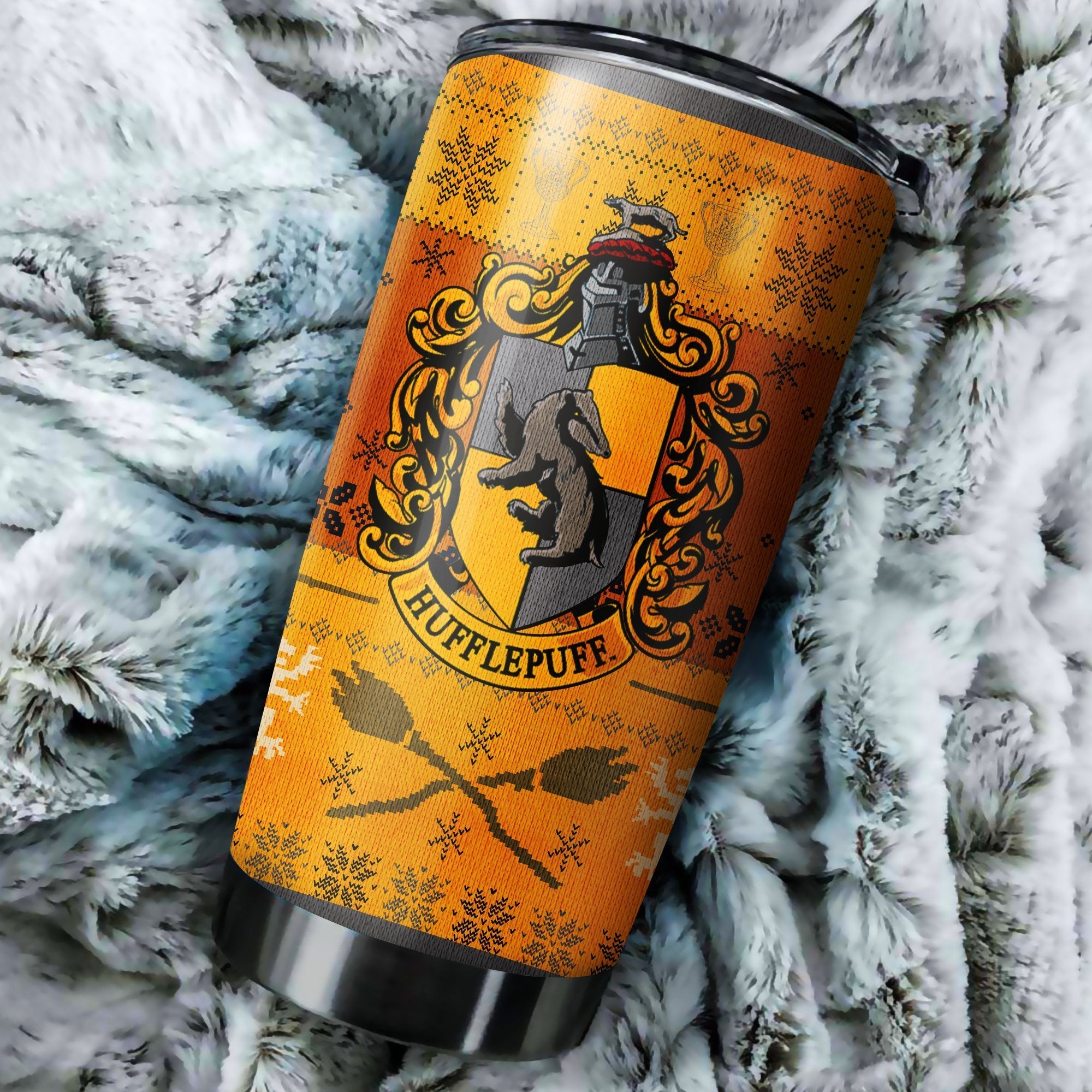 Hufflepuff Christmas Tumbler Perfect Birthday Best Gift Stainless Traveling Mugs 2021