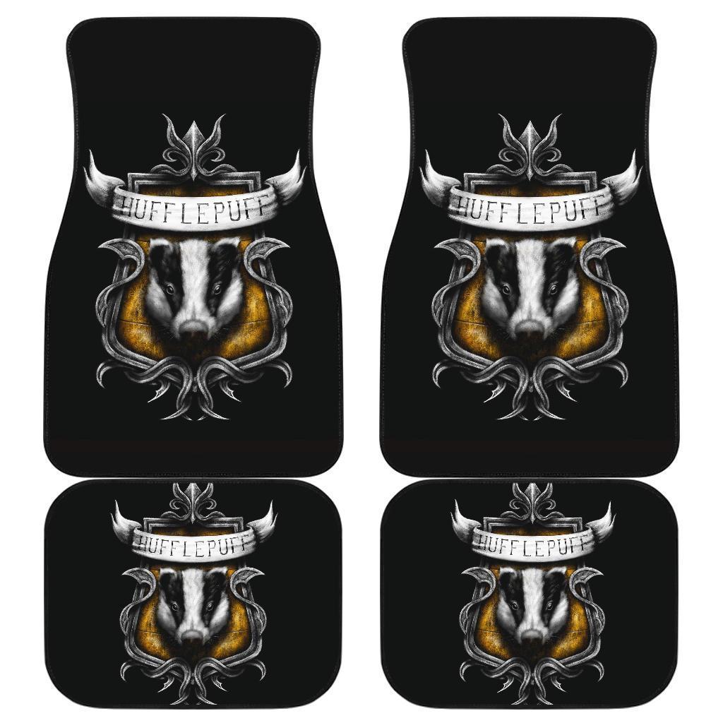 Hufflepuff Logo In Black Theme Car Floor Mats