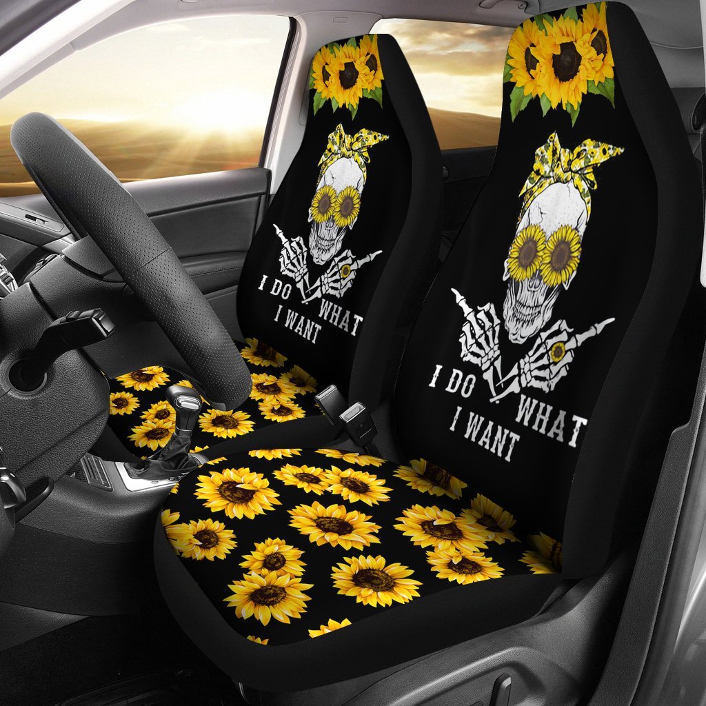 I Do What I Want Skull Sunflower Car Seat Covers