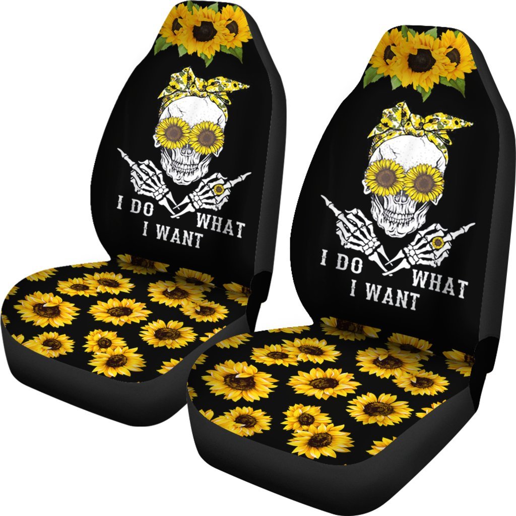 I Do What I Want Skull Sunflower Car Seat Covers