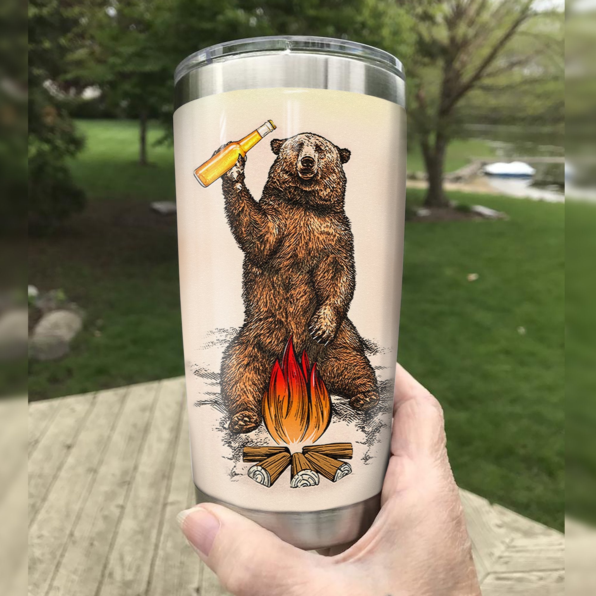 I Hate People Bear Beer Camping Camfire Tumbler 2021