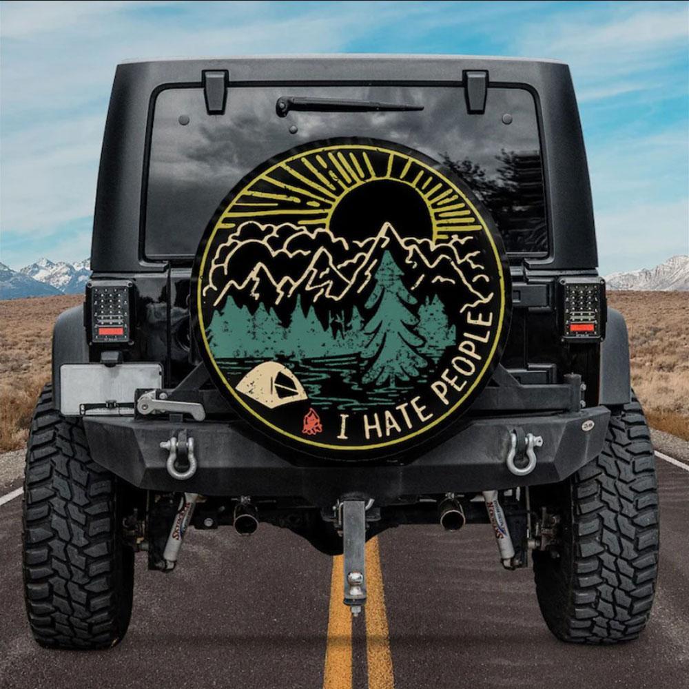 I Hate People Happy Camper Car Spare Tire Cover Gift For Campers