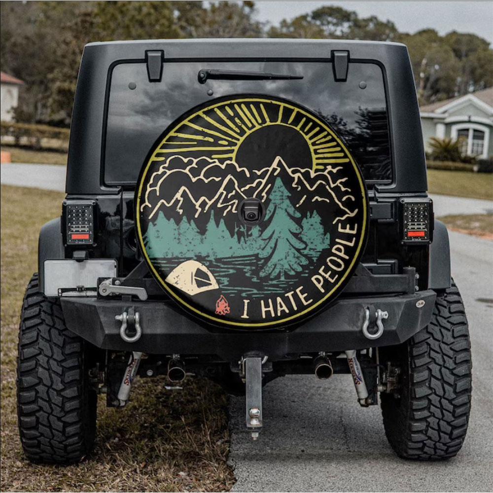I Hate People Happy Camper Car Spare Tire Cover Gift For Campers